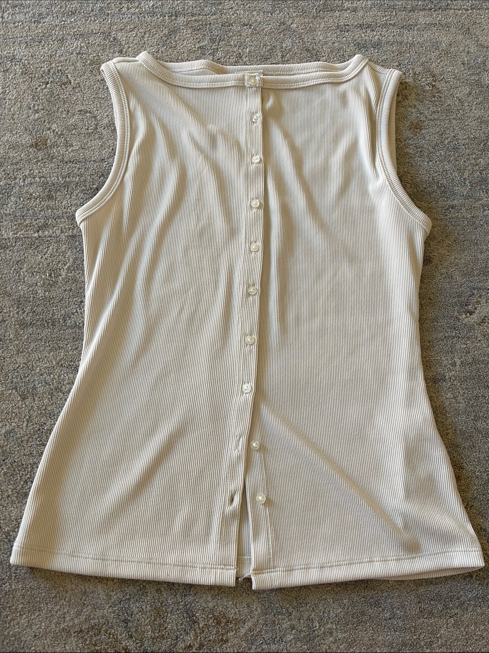 Abercrombie & Fitch Ribbed Button-Back Tank - Cream